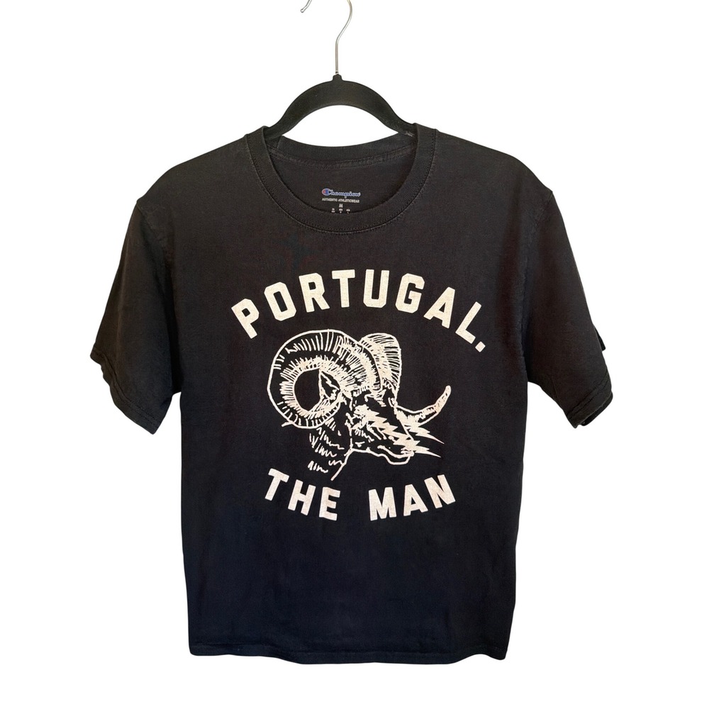 Champion Portugal The Man Band Graphic T-Shirt Black Mens Medium Ram Logo Tee